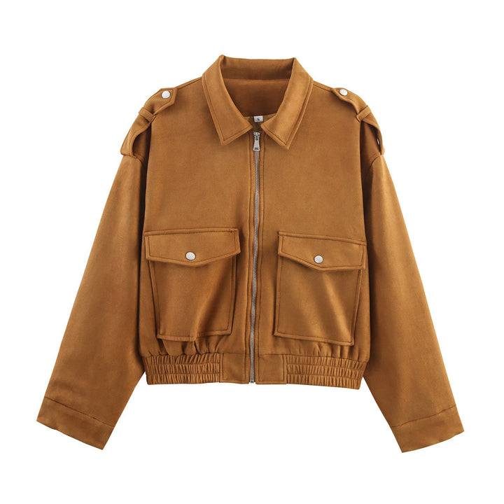 Damen modische Utility-Jacke mit praktischen Pattentaschen und Stehkragen Drune