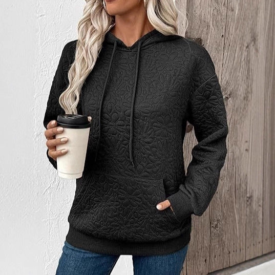 Damen modischer Sweatshirt mit strukturiertem Blumenmuster Drune