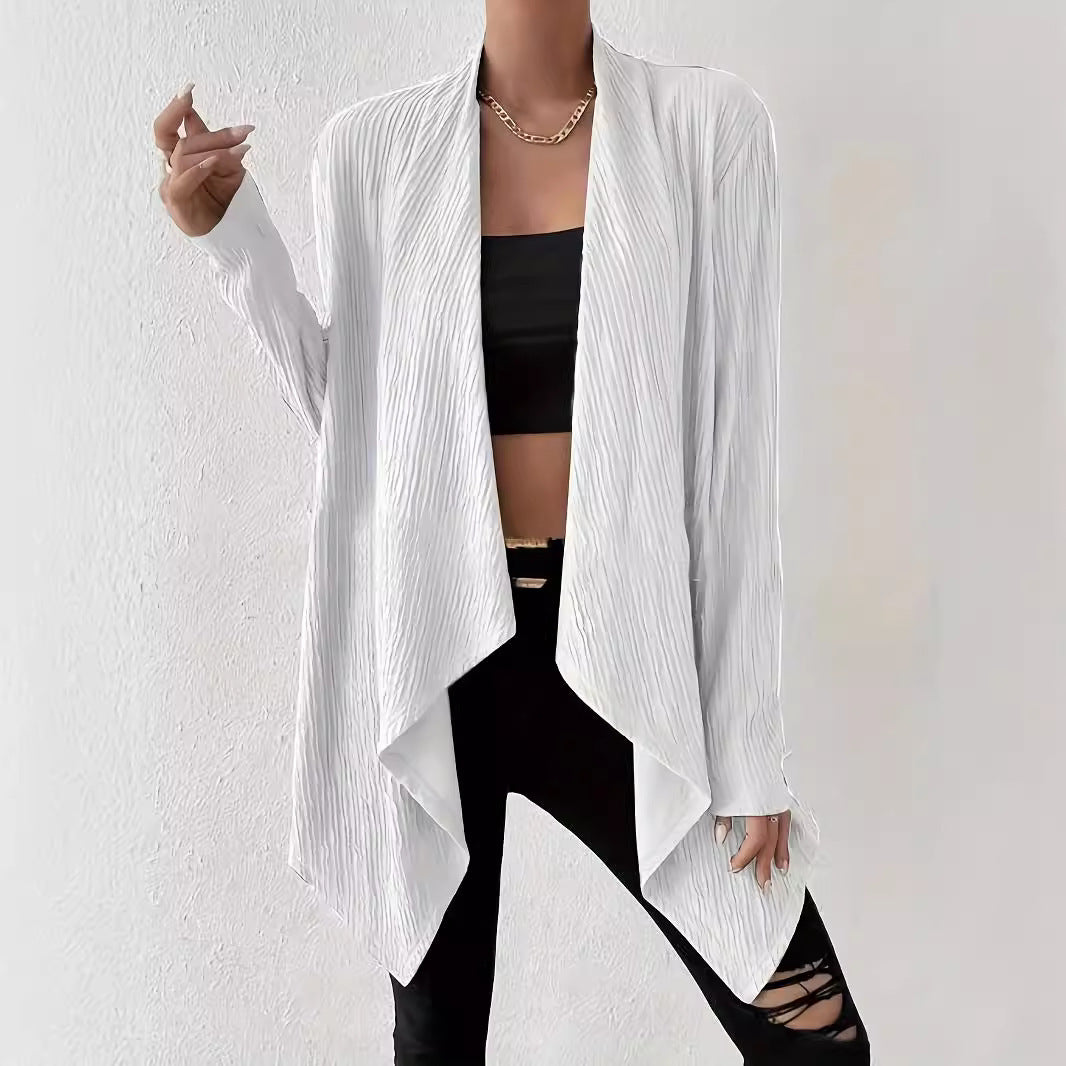 Damen lässige Strickjacke mit strukturiertem Design und offenen Front Drune