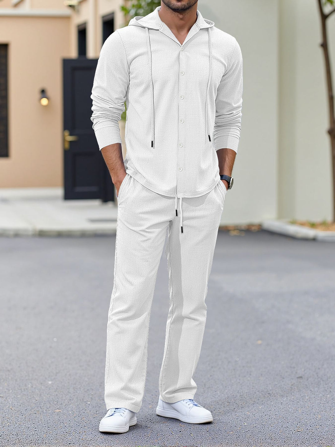 Herren lässiges Kapuzenshirt mit praktischen Taschen und Jogginghose Drune