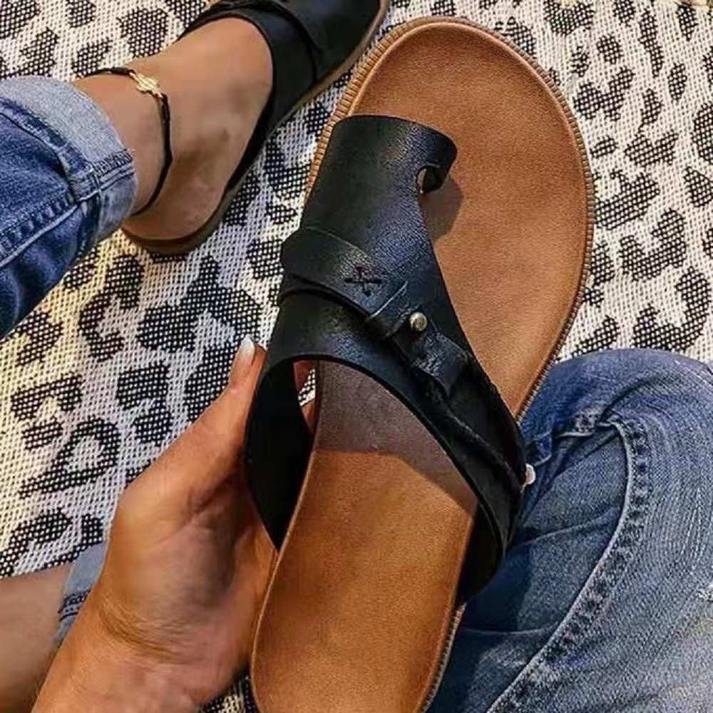 Damen Zehentrenner-Sandalen mit geflochtenem Detail und bequemem Fußbett Drune