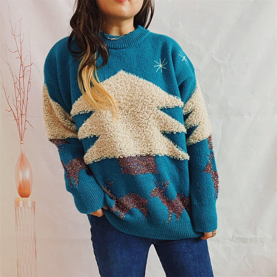 Damen Kuscheliger Winterpullover mit festlichem Design Drune