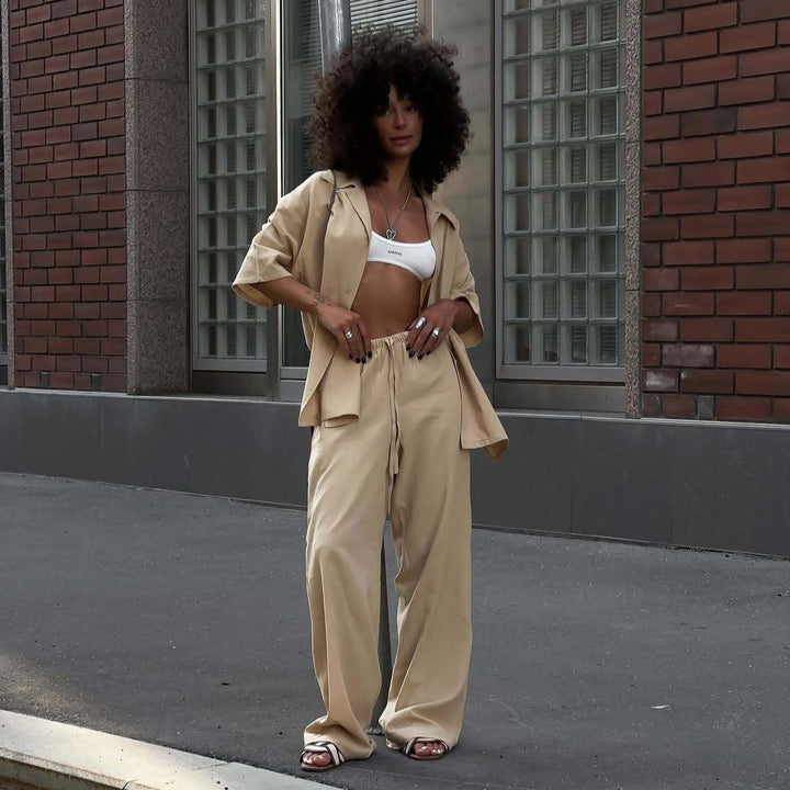 Damen lässiges, luftiges Lounge-Set aus atmungsaktiven Materialien Drune