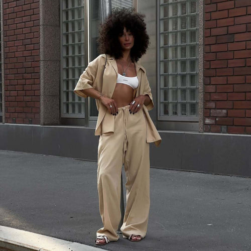 Damen lässiges, luftiges Lounge-Set aus atmungsaktiven Materialien Drune