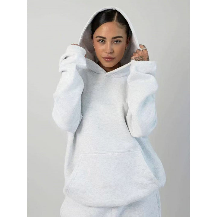 Damen nan extraweicher Oversize-Hoodie mit strukturierter Kängurutasche, überschnittener Schulter und angerauter Innenseite Drune