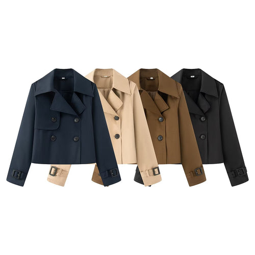 Damen elegante Trenchcoat-Jacke mit klassischen Details Drune