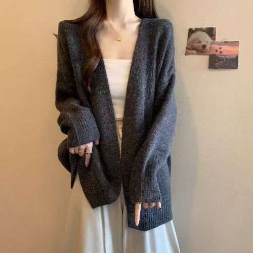Damen Strickjacke mit V-Ausschnitt und lockerer Passform Drune
