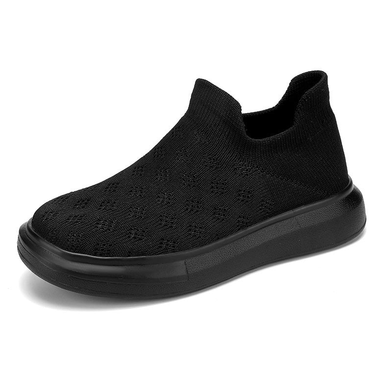 Damen nan sockenähnlicher Strick-Slipper mit perforiertem Lochmuster und stoßdämpfender Plateausohle Drune