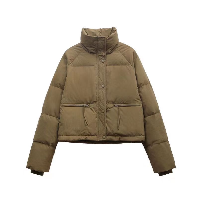 Damen gesteppte Winterjacke mit hohem Kragen und praktischen Taschen Drune