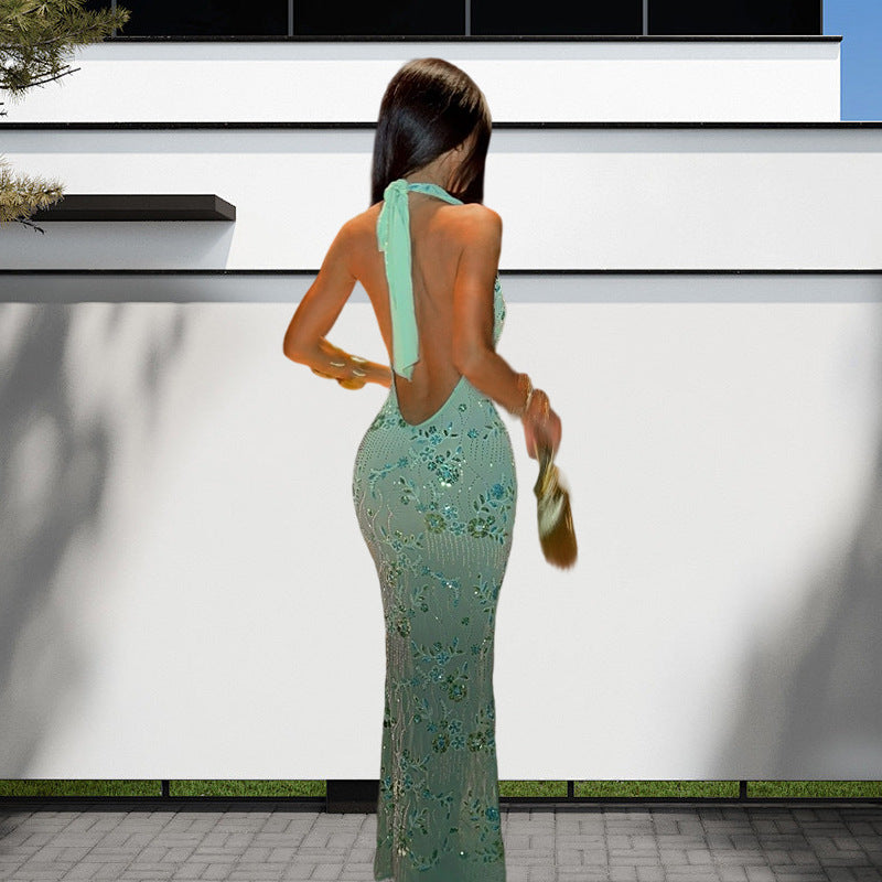 Damen Elegantes Maxikleid mit raffiniertem Drapierungsdesign und floralem Muster Drune