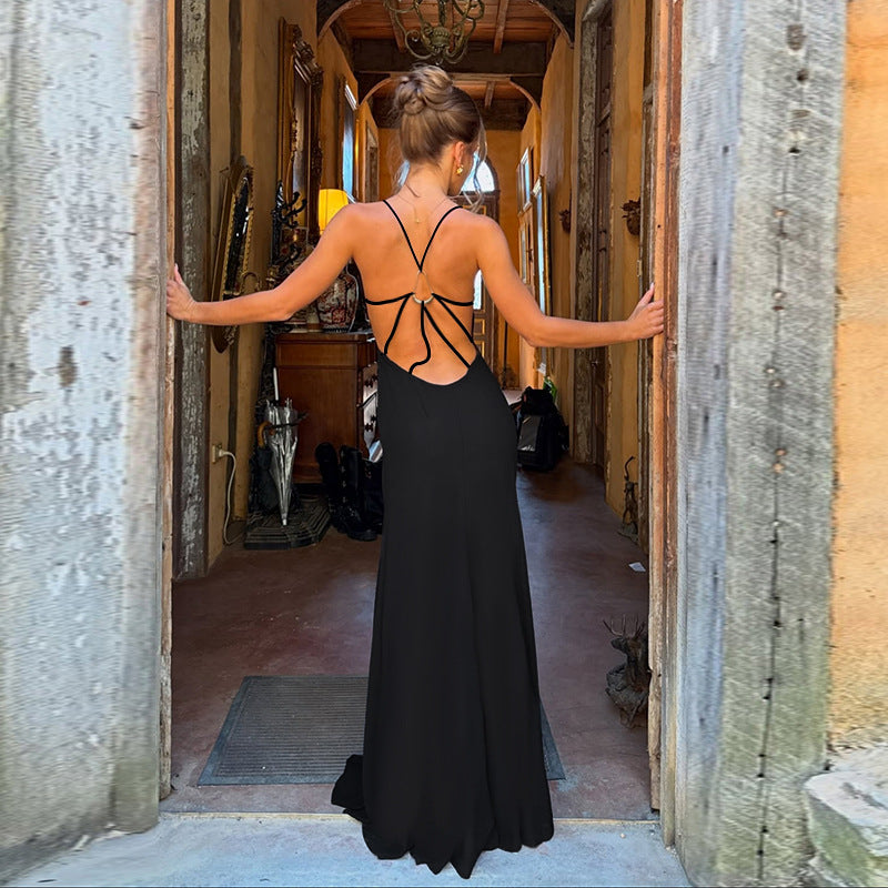Damen Maxikleid mit verführerischem V-Ausschnitt und elegantem Wickeldesign Drune