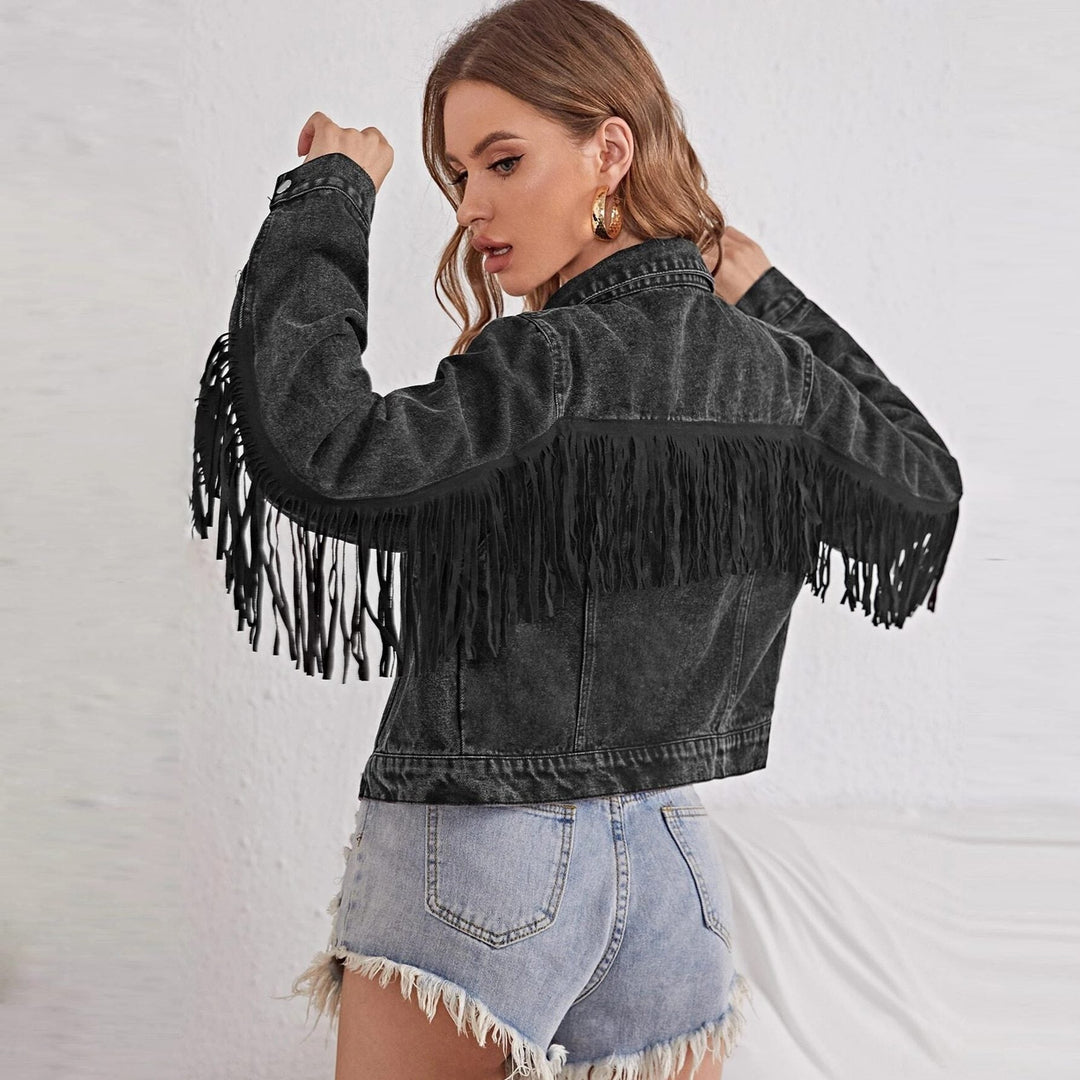 Drune | Detail Cropped Jacket - Edgy Western Vibe - Denim-Mix - Festivalbereit