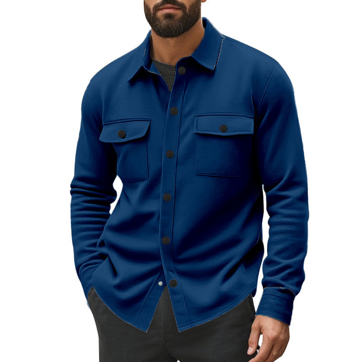 Herren nan robuste Wollfleece-Überhemdjacke mit aufgesetzten Brusttaschen und Druckknopfleiste Drune