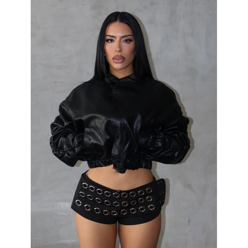 Damen modischer Minirock mit asymmetrischem Schnitt und metallischen Details Drune