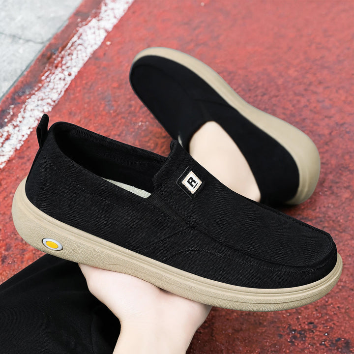 Herren nan lässiger Canvas-Slip-On Freizeitschuh mit Memory-Fußbett und stoßdämpfender Gummisohle Drune