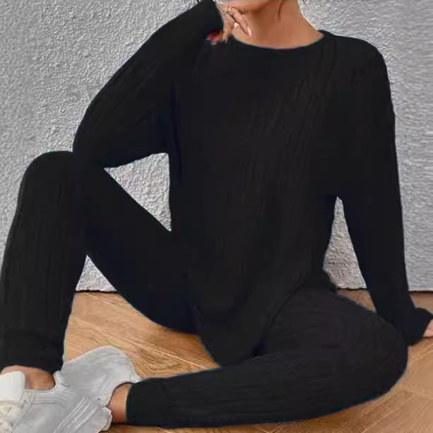 Damen Freizeit-Set mit strukturiertem Oberteil und langen Leggings Drune