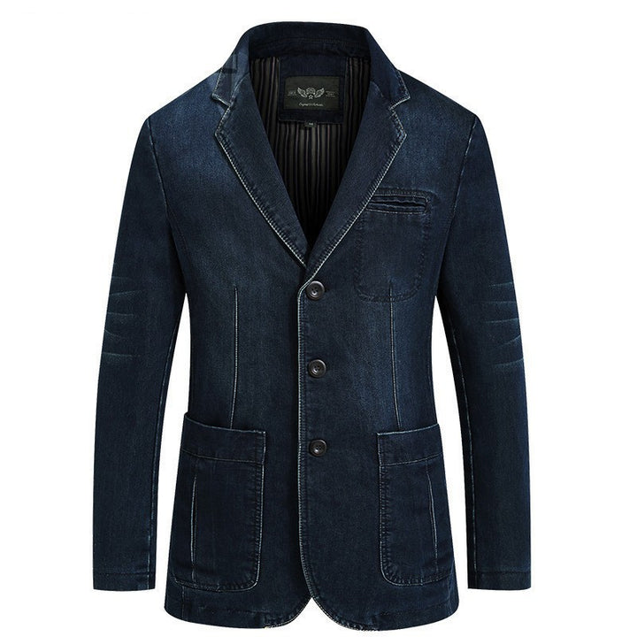 Herren nan Denim-Sakko im Blazerstil mit Stretch, aufgesetzten Taschen und leichtem Innenfutter Drune