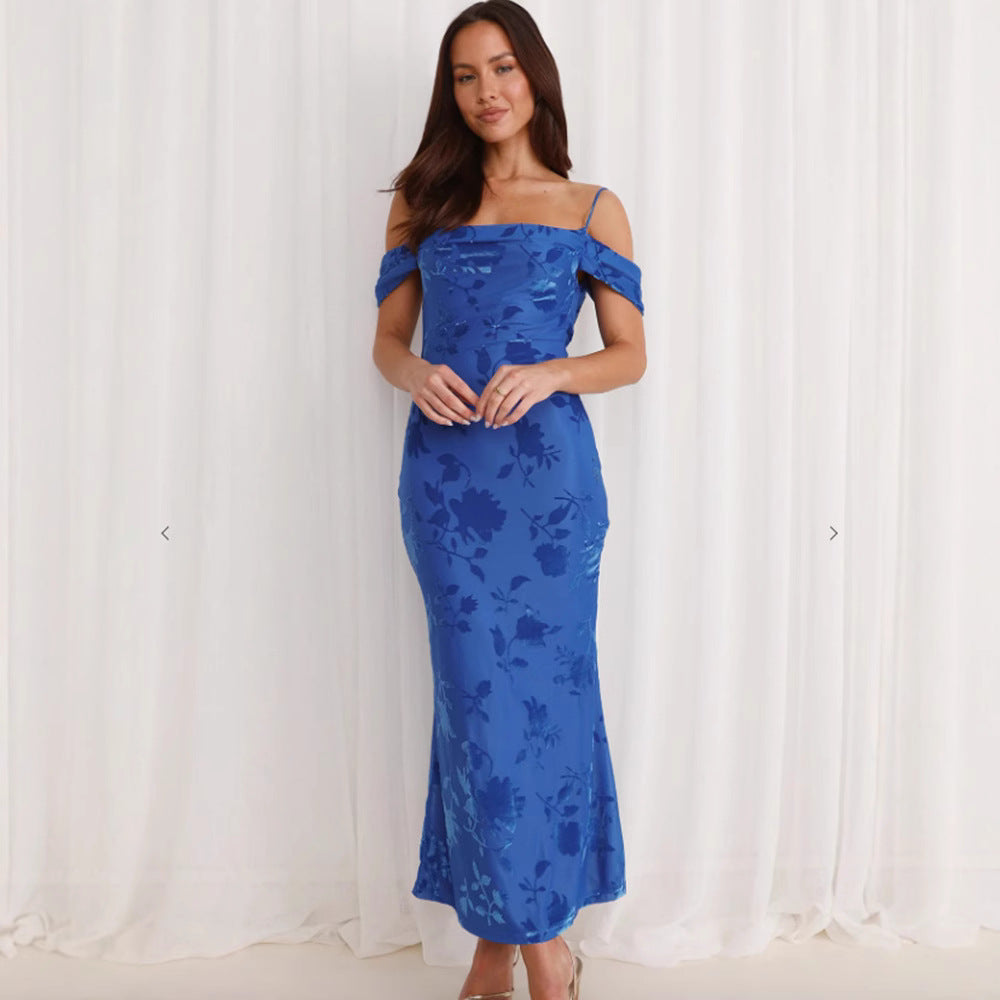 Damen Etuikleid mit romantischen Schulterträgern und floralem Design Drune