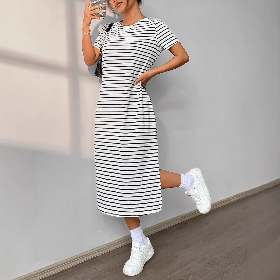 Damen Streifen-Maxikleid aus weichem Jersey Drune