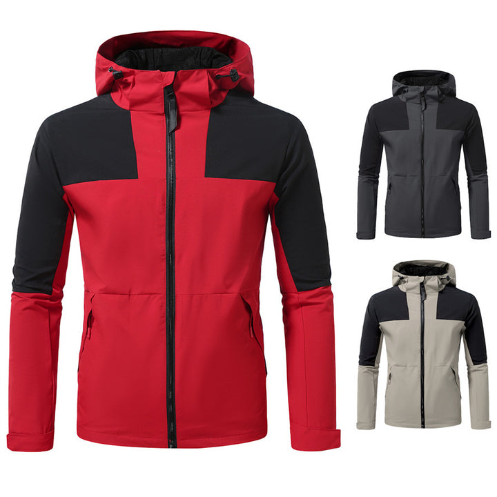 Herren funktionale Outdoor-Jacke mit verstellbarem Kapuzenbereich Drune