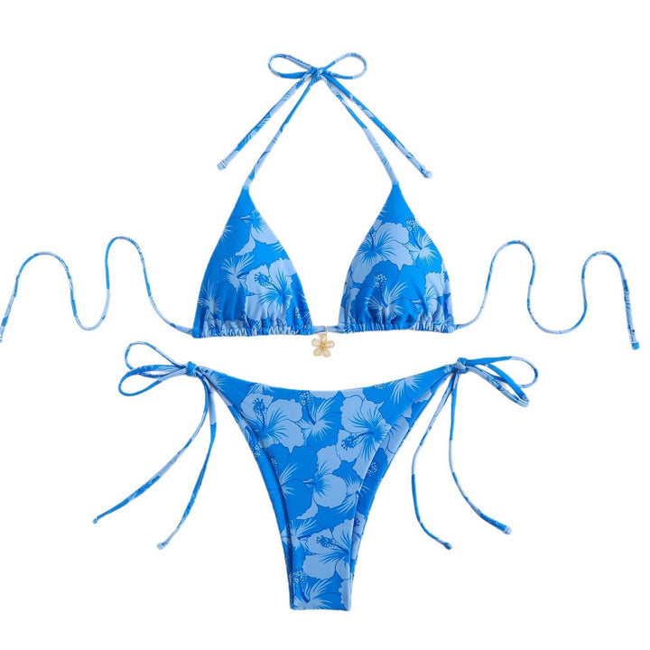 Damen Triangel-Bikini mit floralem Design und verstellbaren Trägern Drune