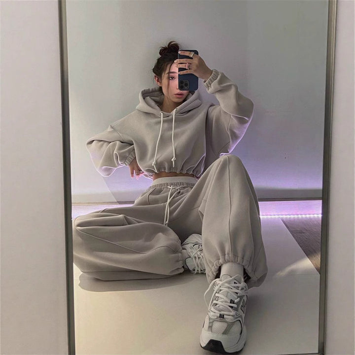 Damen sportliches und bequemes Hoodie-Set mit Gummizug Drune