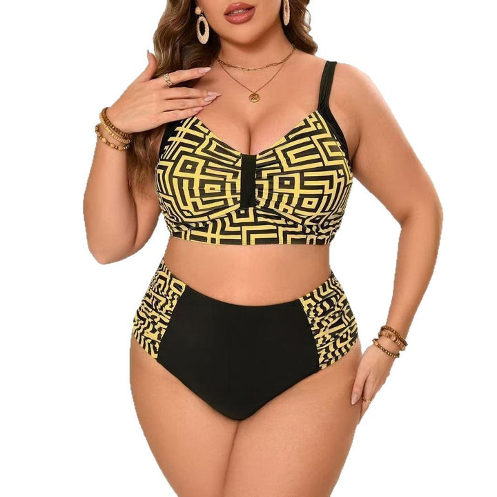 Damen Zweiteiliges Bikini-Set mit modernem geometrischem Design Drune