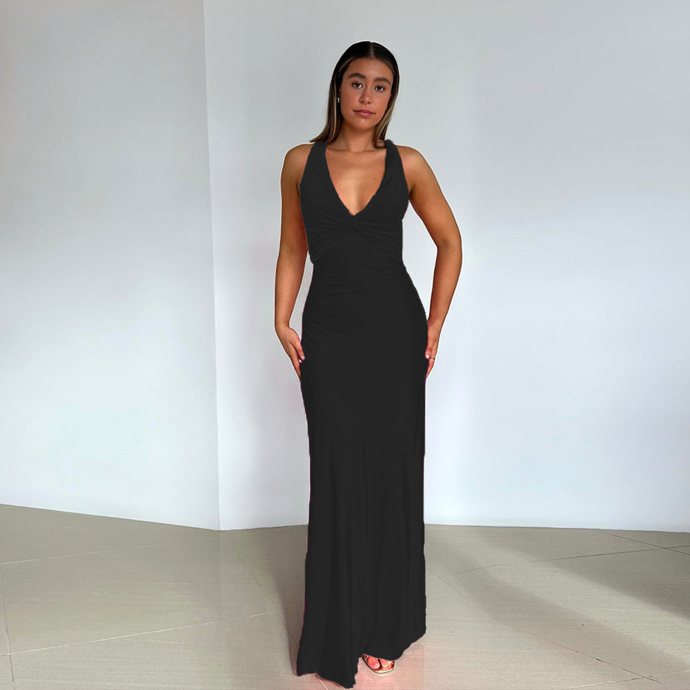 Drune | Persönlichkeit Slim Fit Satin Kleid Damen