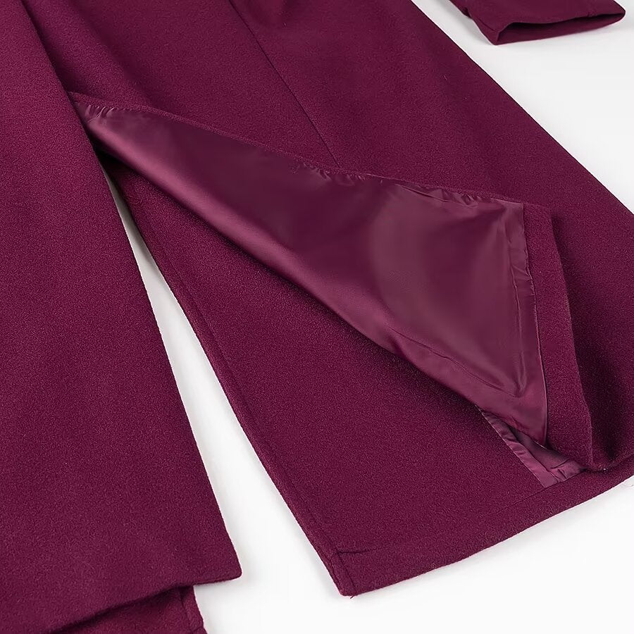 Damen eleganter und lässiger Langmantel mit doppelter Knopfreihe Drune