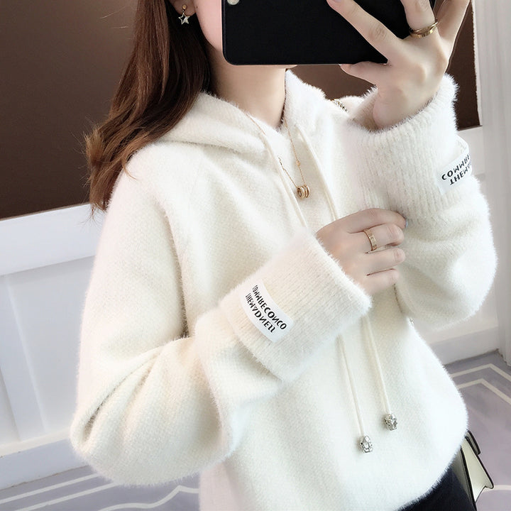 Damen Kuscheliger Hoodie mit Kordelzug und hohem Kragen Drune