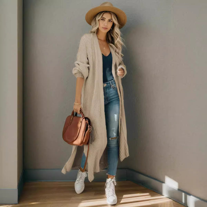 Damen Strickcardigan mit offenen Kanten und lässiger Passform Drune