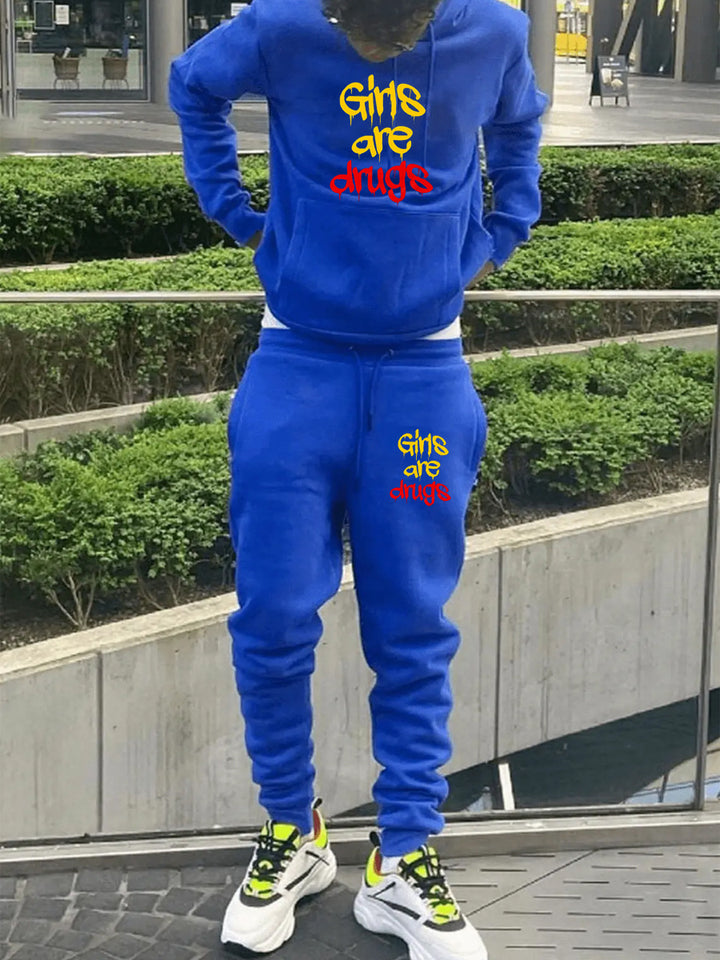 Damen Hoodie und Jogginghose-Set mit auffälligem Schriftzug Drune