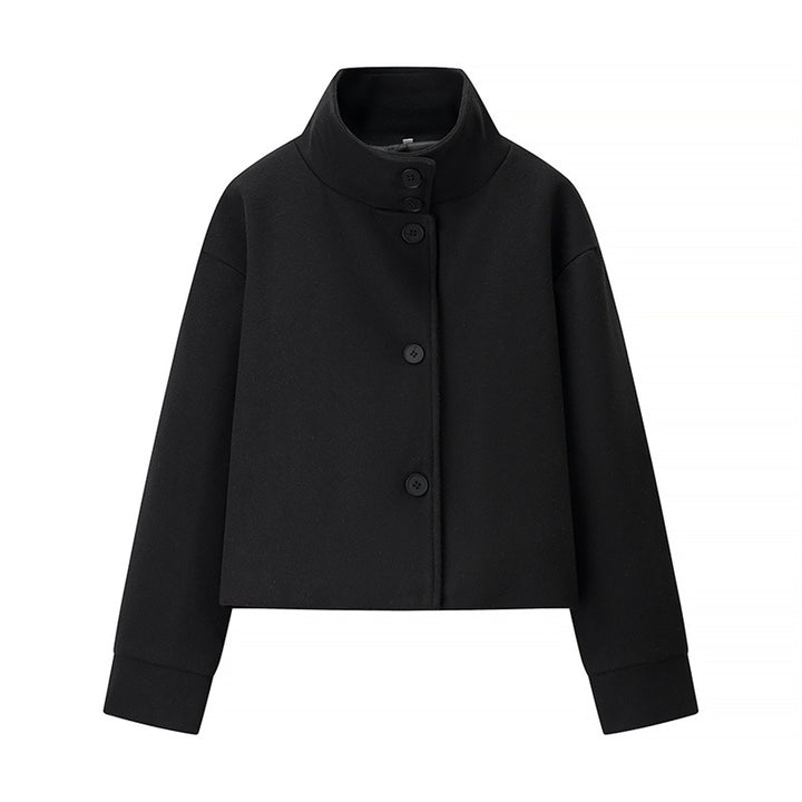 Damen elegante modische Jacke mit hohem Kragen und Kroppen-Schnitt Drune