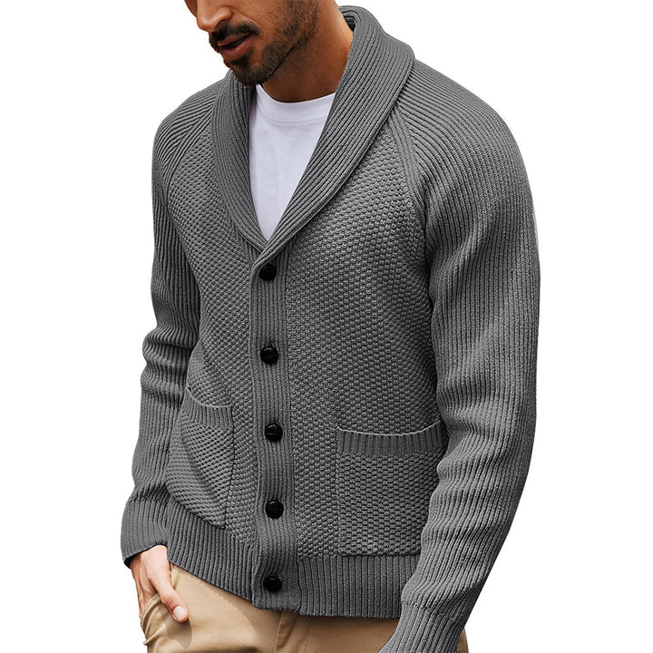 Herren Strickjacke mit strukturiertem Design und praktischem Schalkragen Drune
