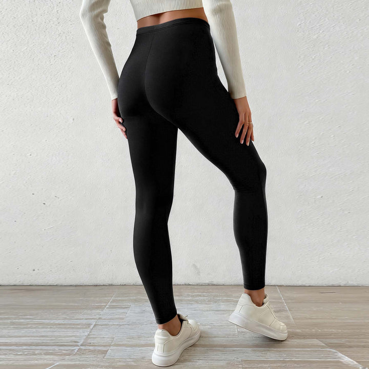 Damen Fleecegefütterte Leggings mit hohem Bund und Kordelzug Drune