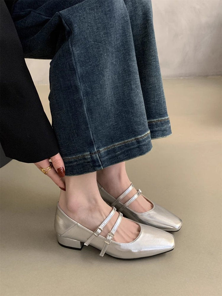 Damen elegante Mary Jane Ballerinas mit modischem Doppelriemen und komfortablem Fußbett Drune