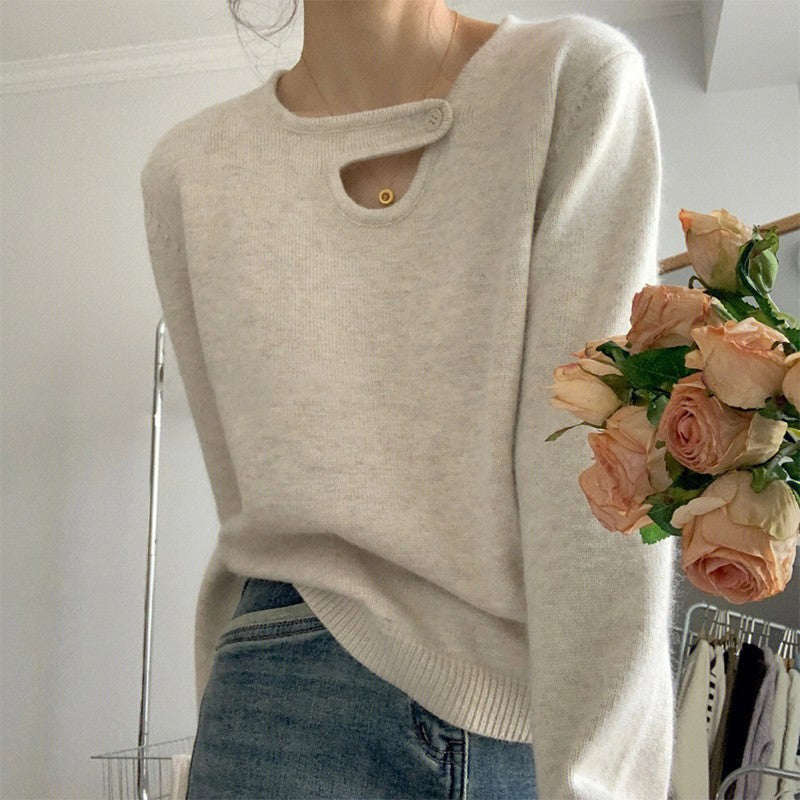 Damen Pullover mit innovativem Knopfdetail und lässigem Schnitt Drune