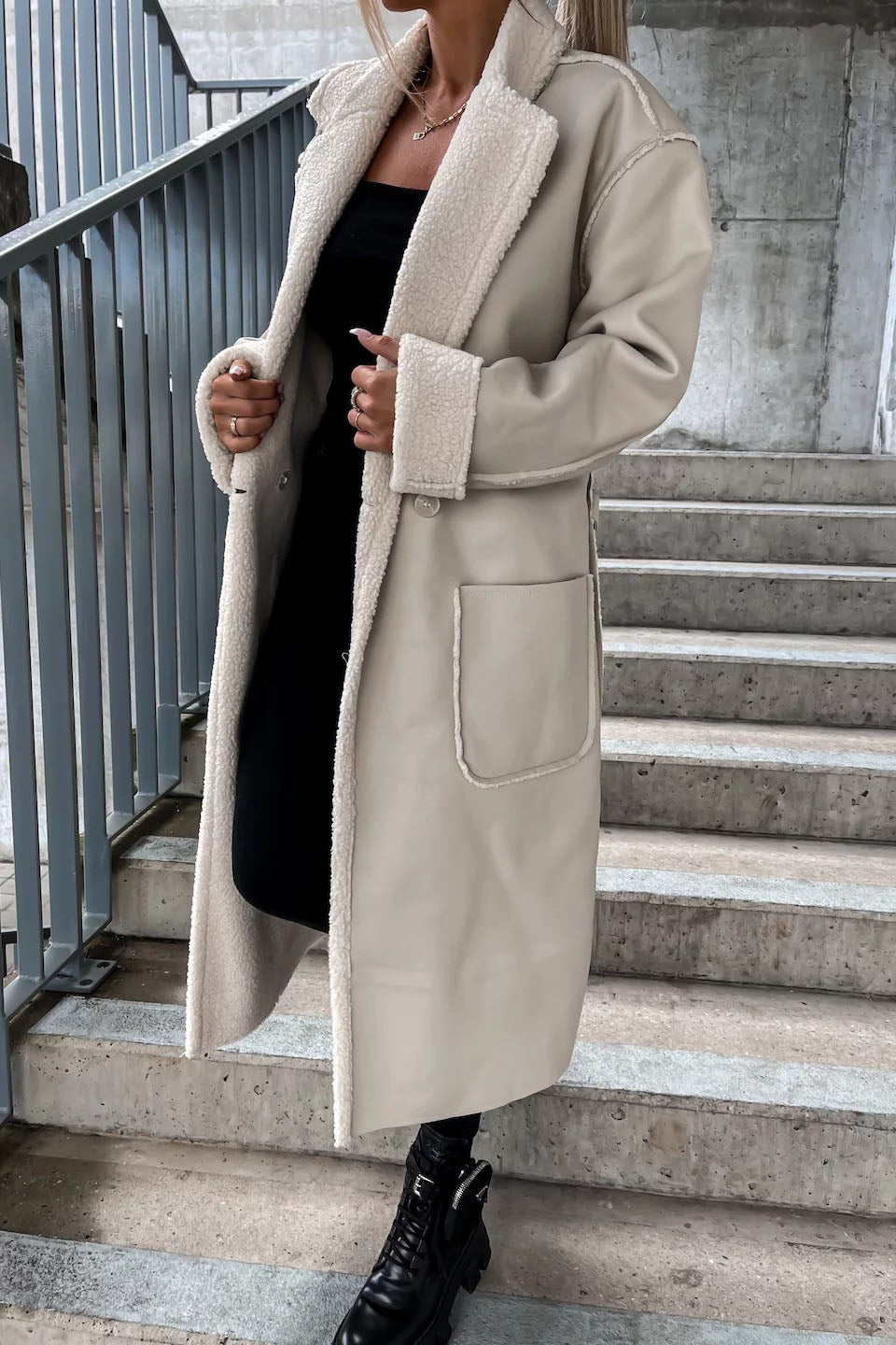 Drune | Lange Linie Fleece Mantel