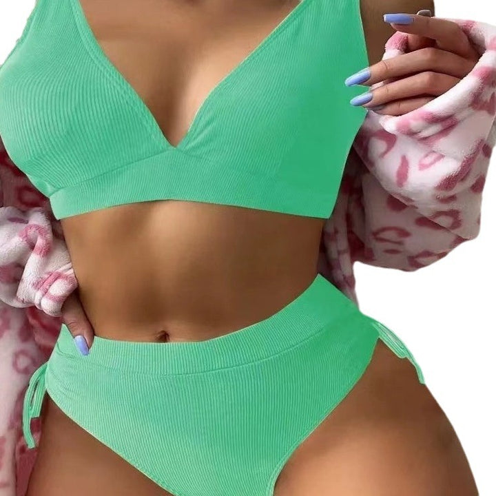 Damen Triangel-Bikini mit verstellbaren Trägern und hohem Bund Drune