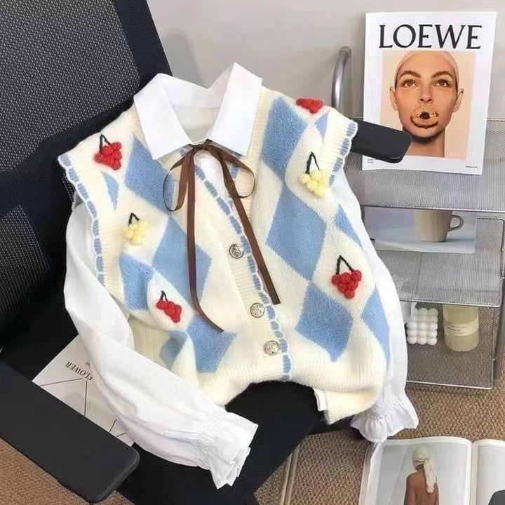 Damen Strickweste mit bunten Applikationen Drune
