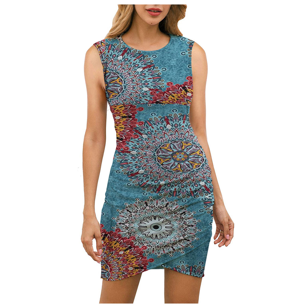 Damen Wickelkleid mit floralem Mandala-Design und taillierter Passform Drune