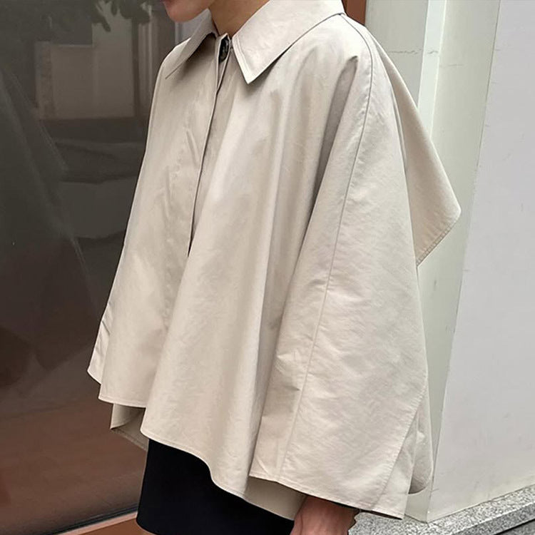 Damen lässige Übergangsjacke mit modischen Cape-Ärmeln Drune