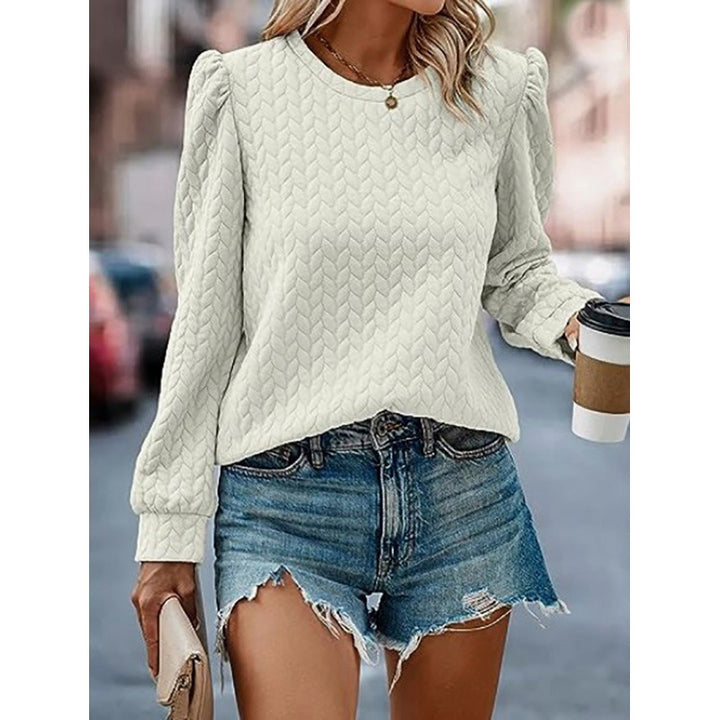 Damen Pullover mit weichem Strukturdesign und Puffärmeln Drune
