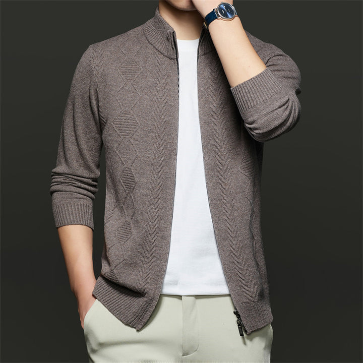 Herren Strickjacke mit modernem Zipper und strukturiertem Design Drune