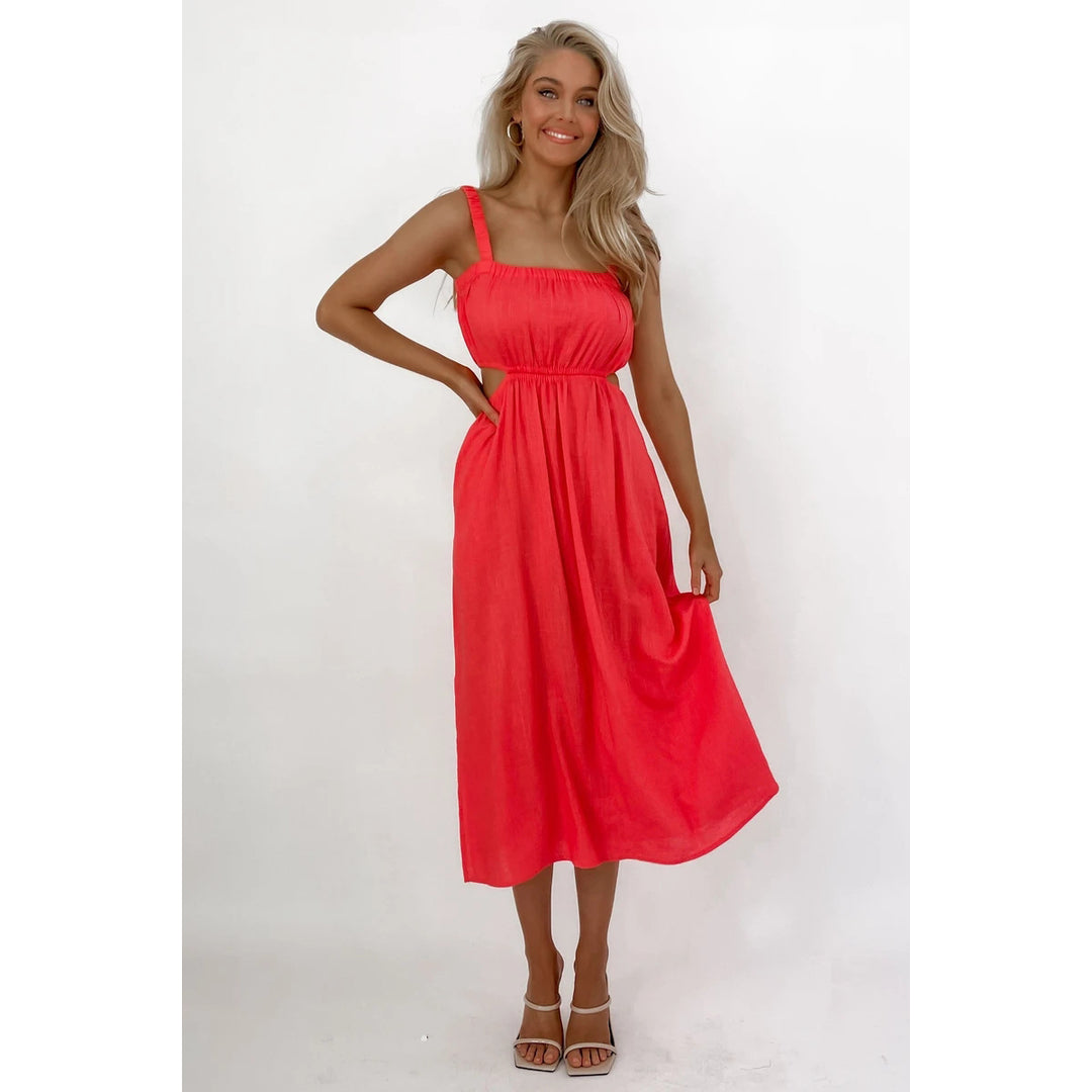 Damen Midikleid mit raffiniertem Schnitt und seitlichen Cut-Outs Drune