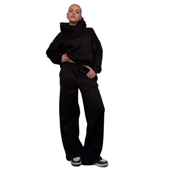 Damen Trendy Relaxed-Fit Kapuzenpullover und weit geschnittene Hose Set Drune