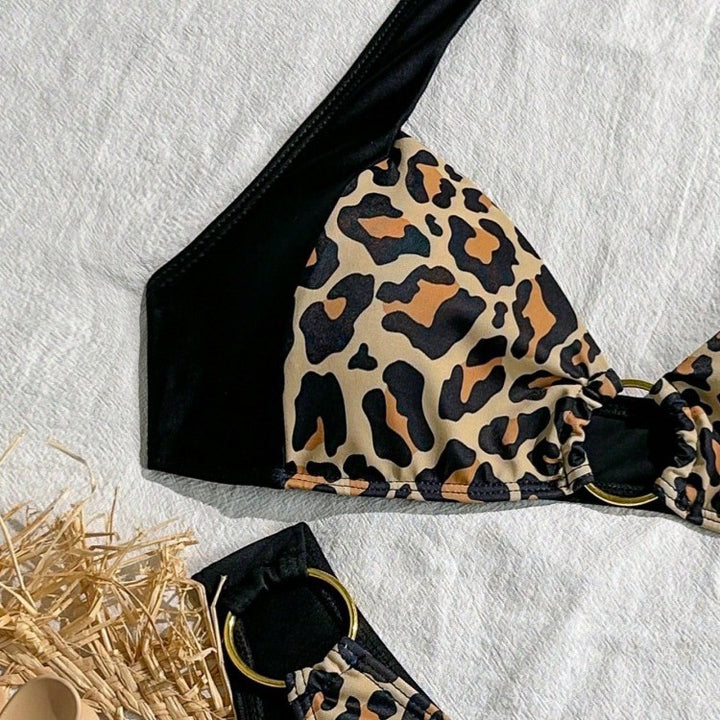 Damen Bikini-Set mit stilvollem Leopardenmuster und verstellbarem Trägersystem Drune