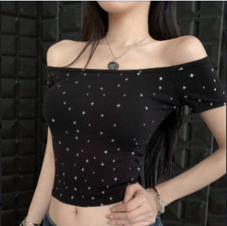 Damen Off-Shoulder Shirt mit subtilen Muster Drune