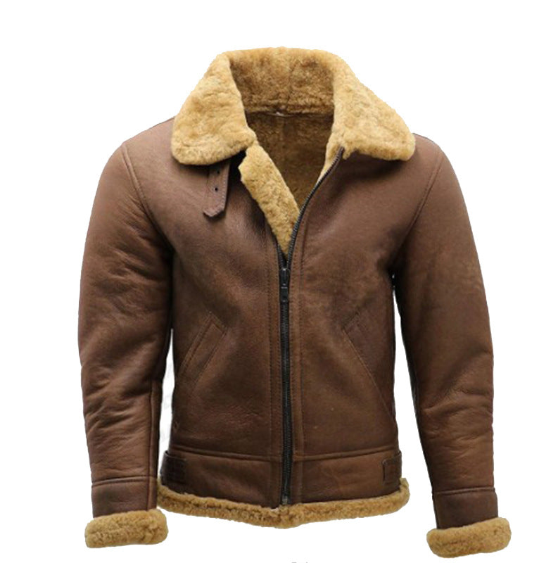 Herren Flugjacke aus hochwertigem Lammleder mit wärmendem Kunstfellfutter Drune