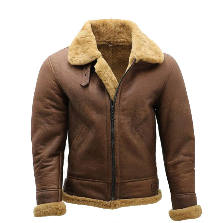 Herren Flugjacke aus hochwertigem Lammleder mit wärmendem Kunstfellfutter Drune